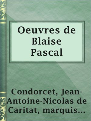 cover image of Oeuvres de Blaise Pascal